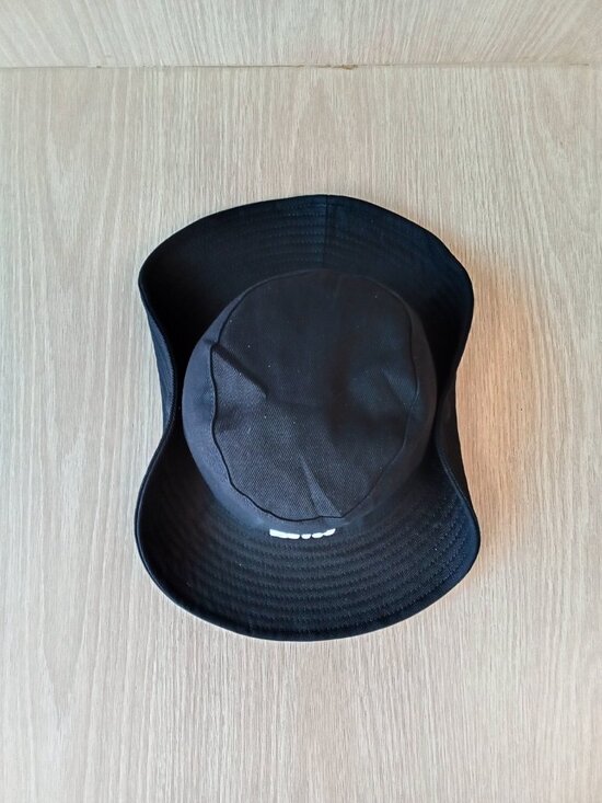 Miu Miu Black and White Embroidered Wide Brim Drill Hat main image 6
